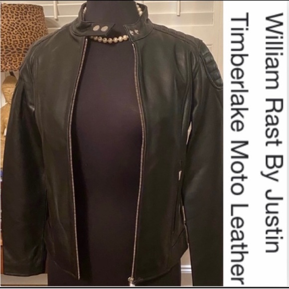 William RAST 🌟Sleek Black Leather Motorcycle Jacket - Small - Picture 1 of 15